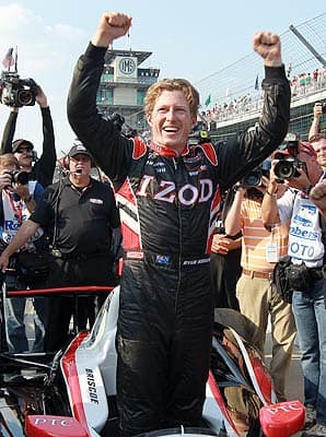 Ryan Briscoe (above) edged out James Hinchcliffe for the Indy 500 pole by a mere .0023 seconds.